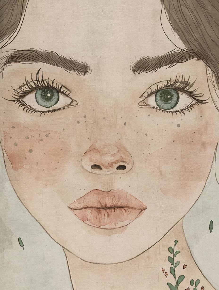Ethereal Gaze Watercolor Portraits - Image 2
