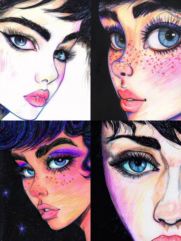 Neon Prism Portrait Sketch