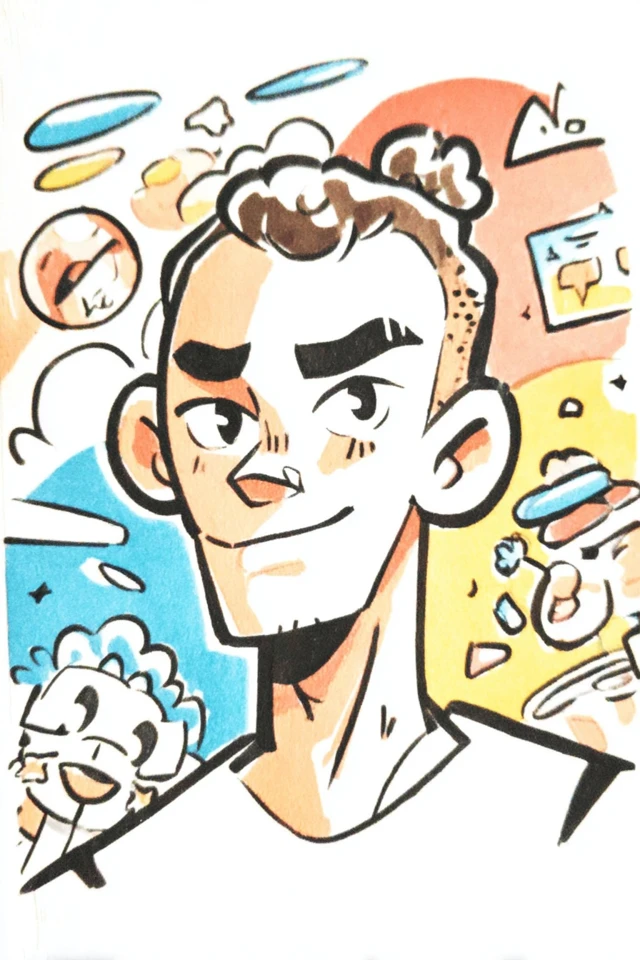Vibrant Doodle Portrait - Image 1