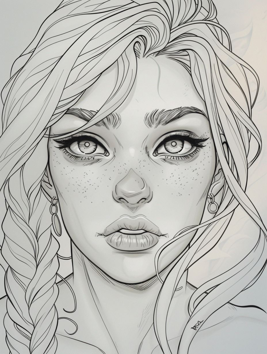 Ethereal Gaze: A Study in Line Art - Image 1