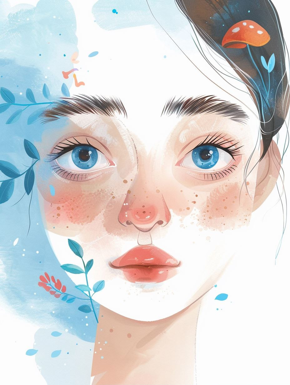 Ethereal Blue Dreams Digital Portrait - Image 1