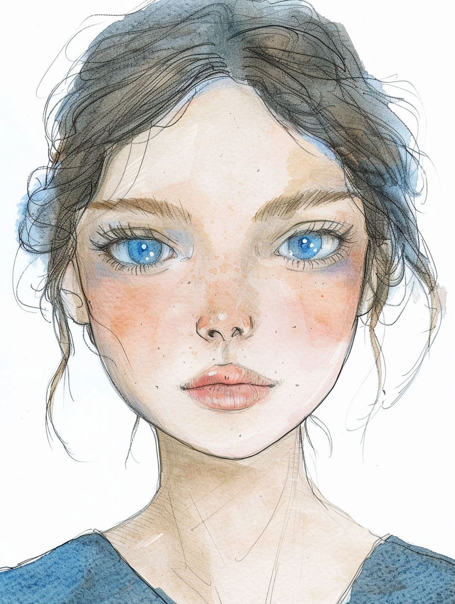 Ethereal Gaze Watercolor Portraits - Image 1