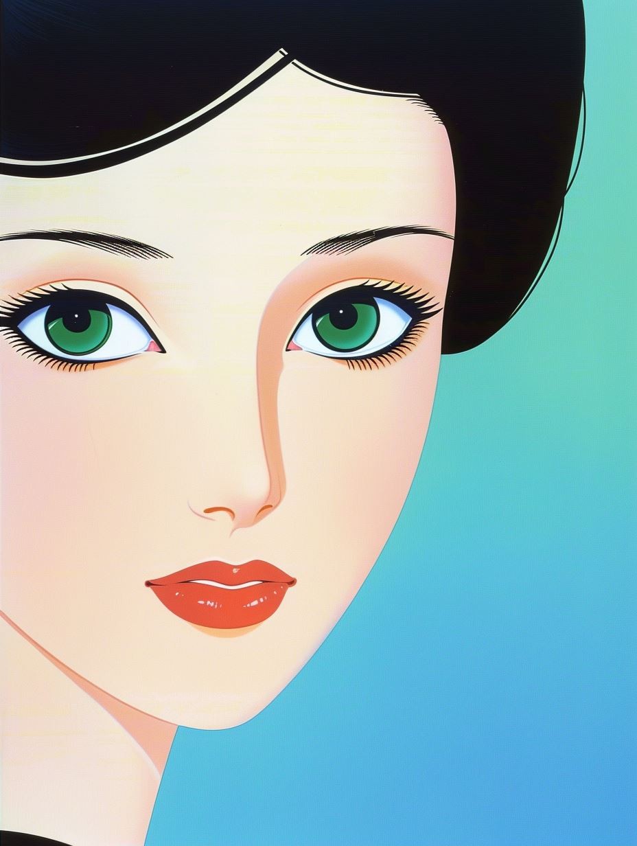 Serene Gaze in Cyan Hues - Image 2