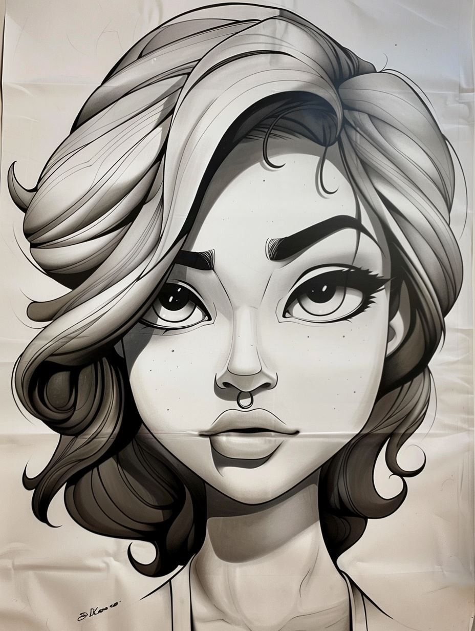 Stylized Monochrome Portrait Art - Image 4