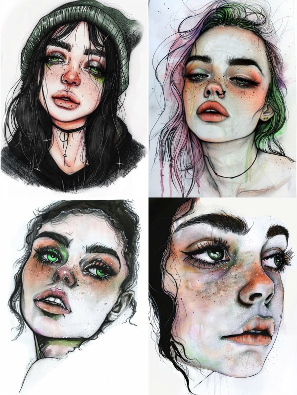 Moody Alternative Portrait Sketches