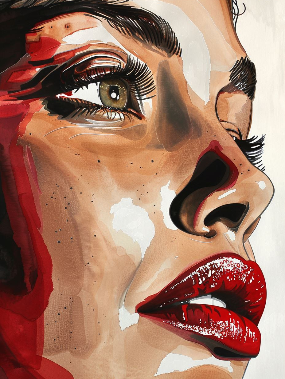 Crimson Gloss and Ink Contours - Image 3