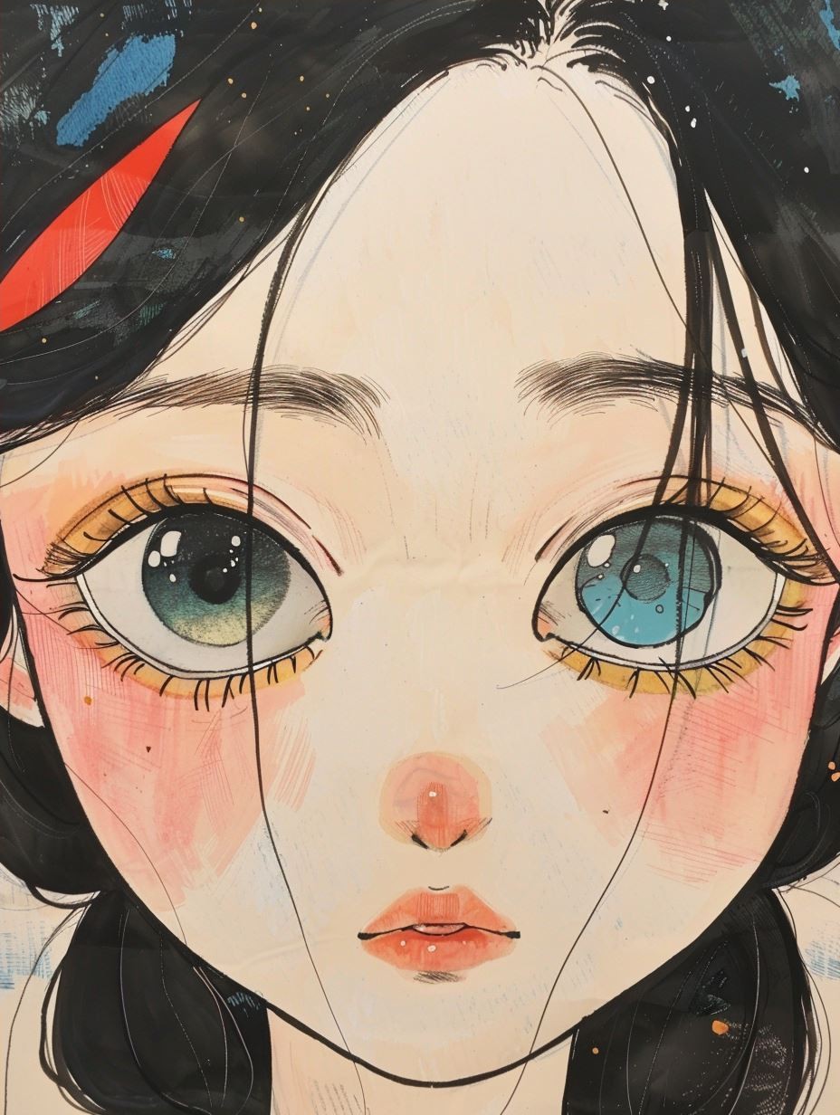 Melancholic Anime Portrait in Ink - Image 4