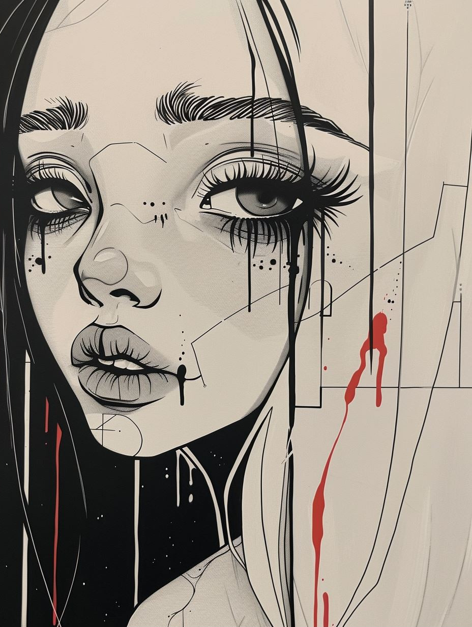 Melancholic Ink Portrait Series - Image 2