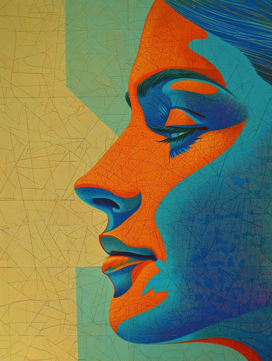 Vibrant Fragmented Portrait Study