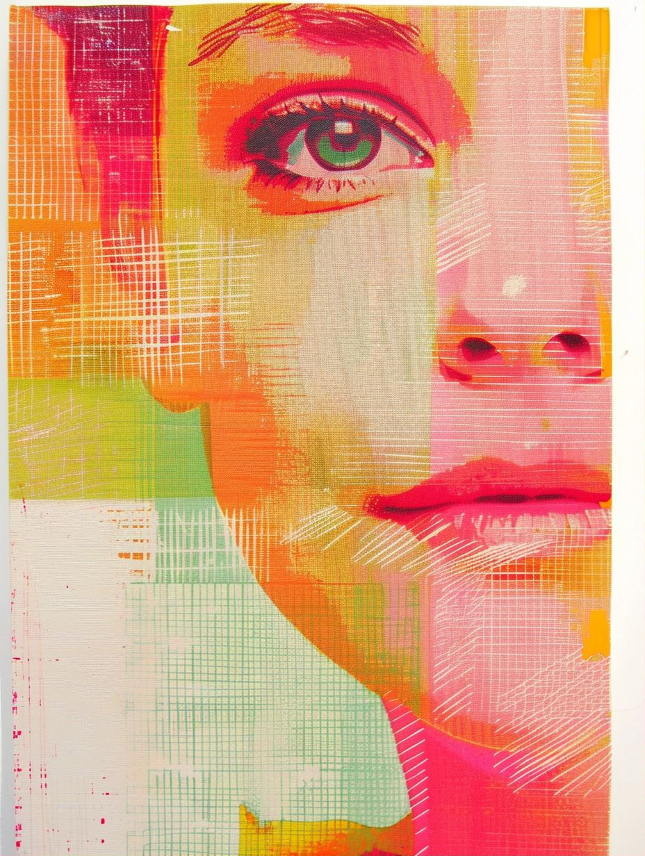 Abstract Neon Portrait Collage - Image 1