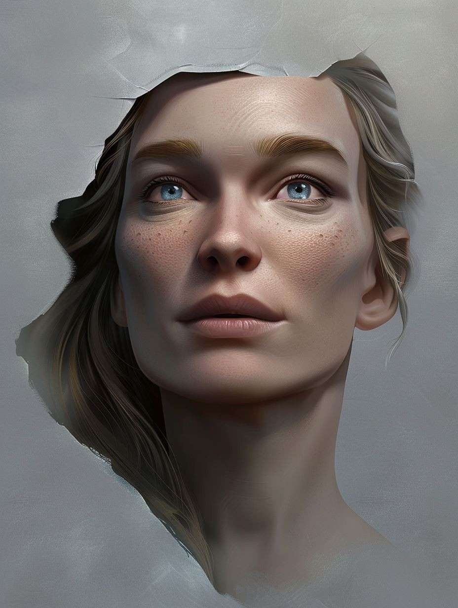Ethereal Gaze in White Linen - Image 2
