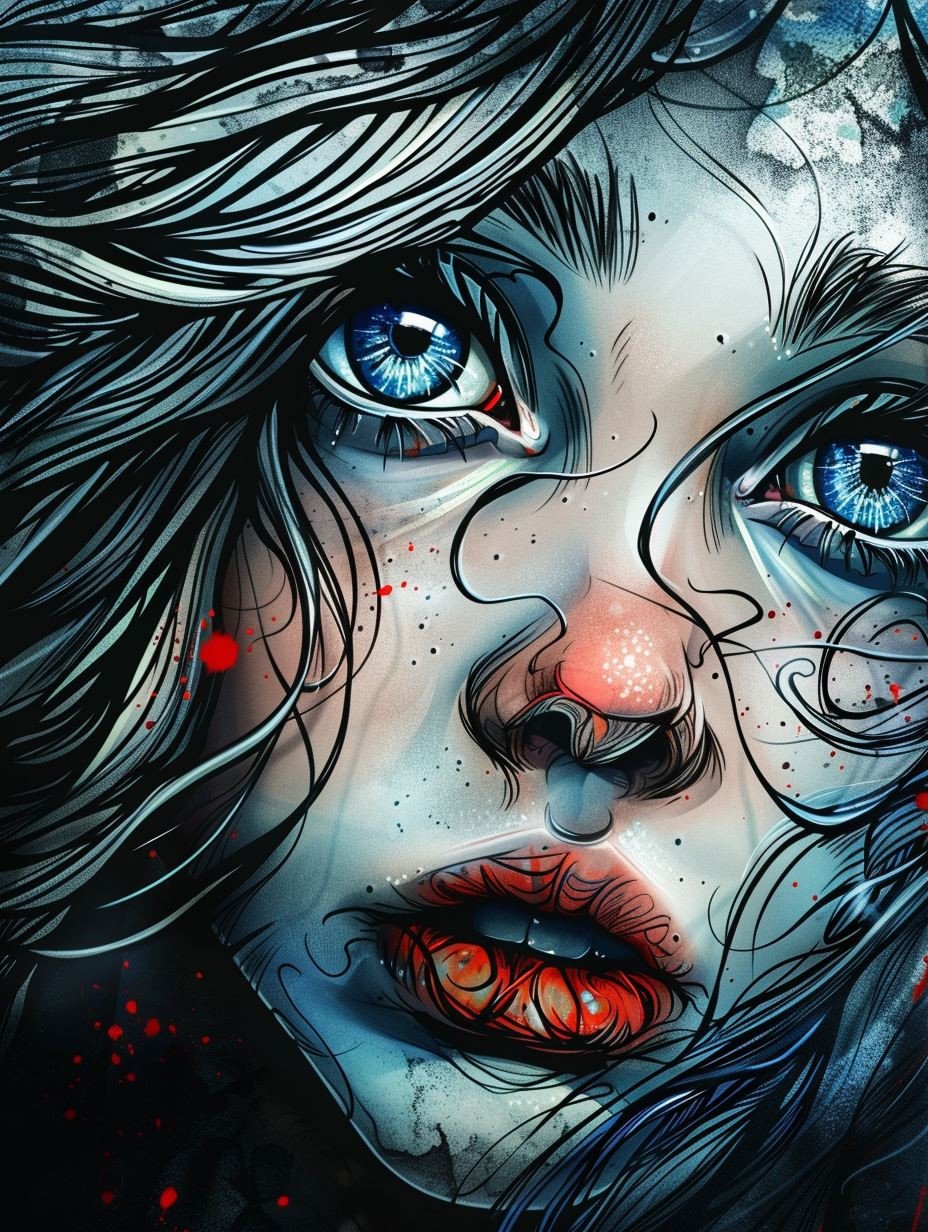Melancholic Azure Portrait Study - Image 3