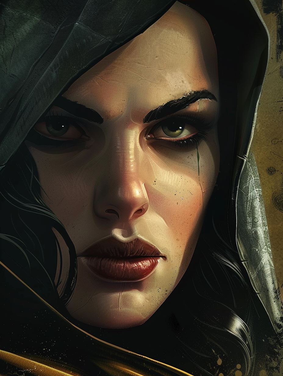 Noir Rain Gaze Portrait - Image 3