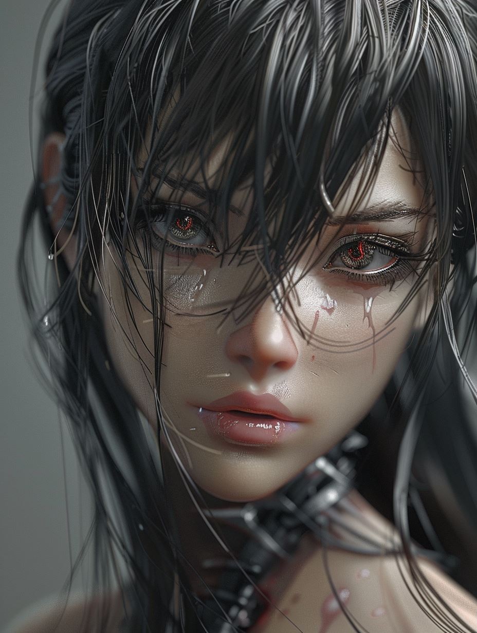 Melancholy Raindrops on Porcelain Skin - Image 3