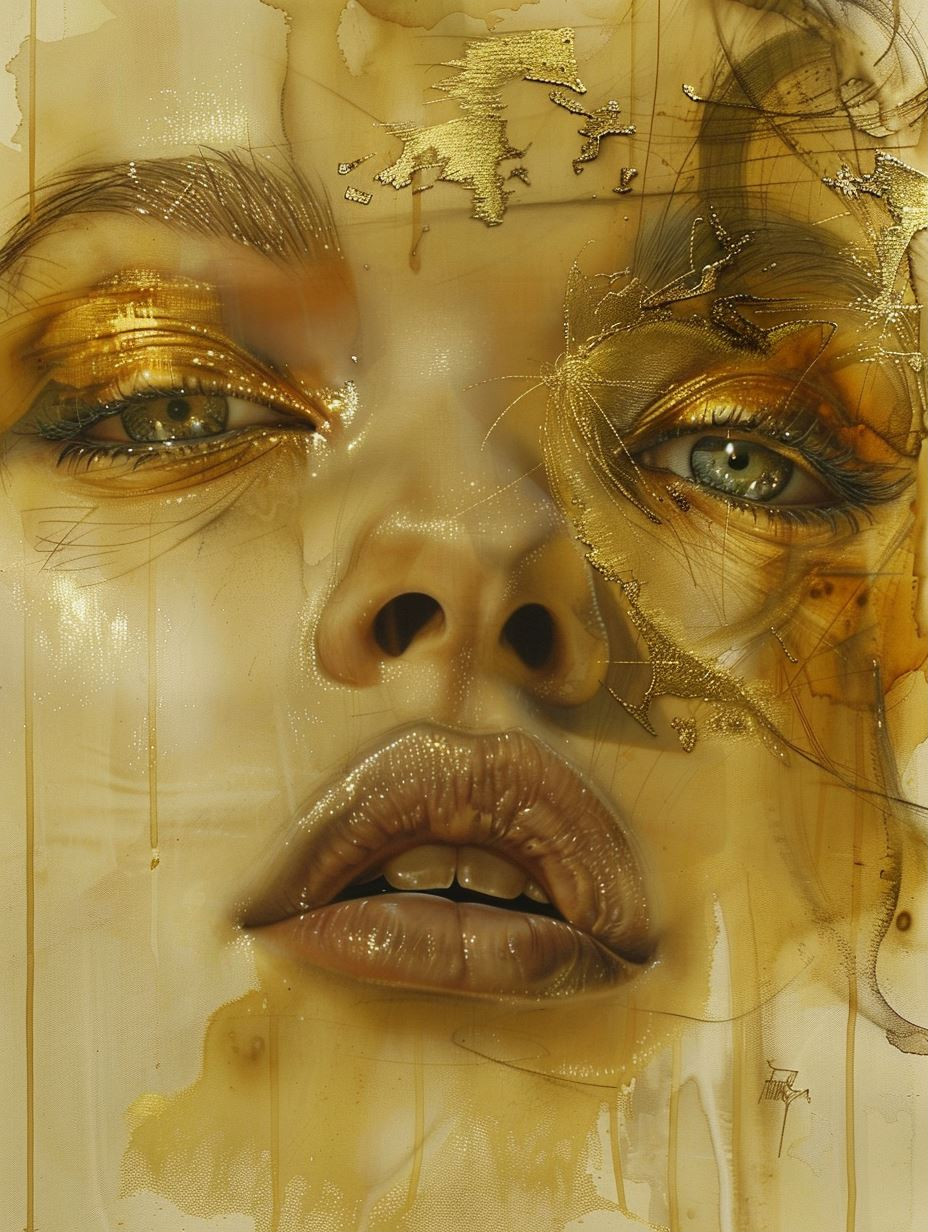 Golden Ethereal Fragmented Portraits - Image 1