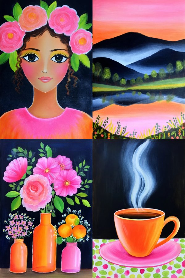 Vibrant Visions: A Four-Piece Art Collection