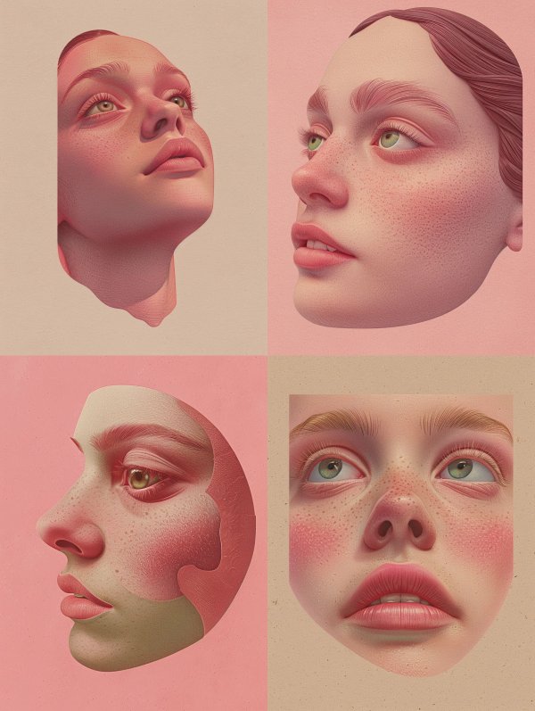 Surrealist Pastel Portrait Fragments