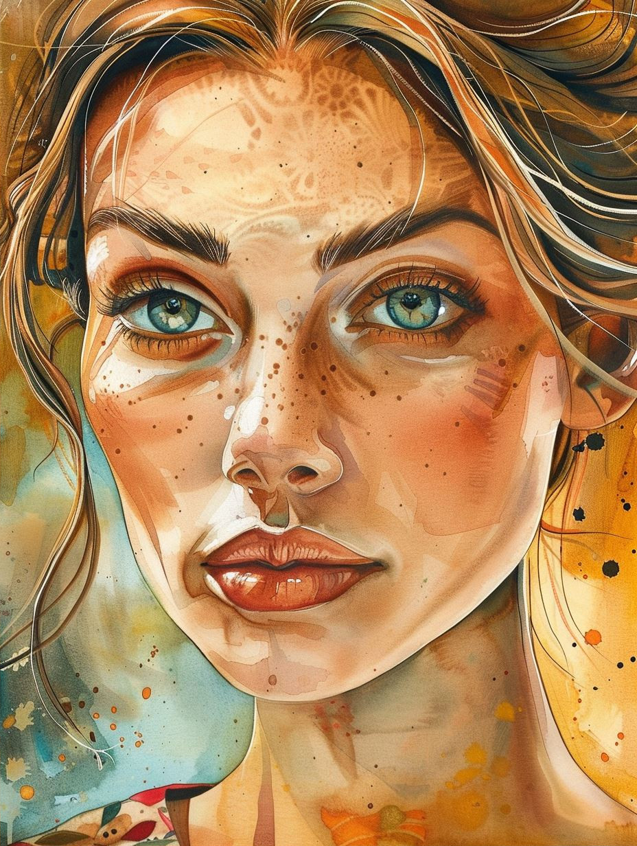 Golden Hour Watercolor Portrait - Image 2