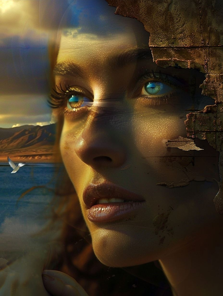 Celestial Gaze Through Golden Clouds - Image 3