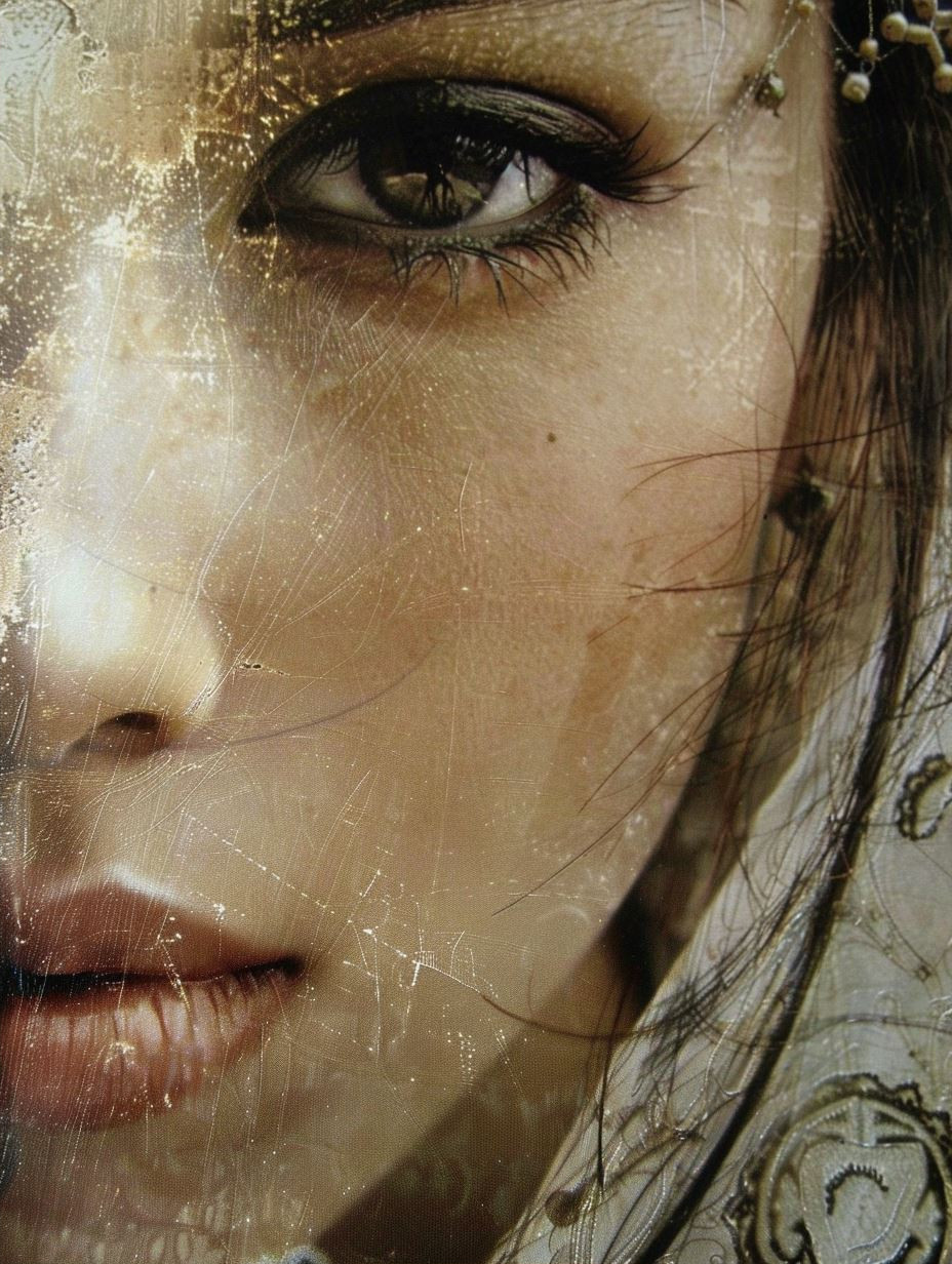 Ethereal Gaze Through Distressed Glass - Image 2