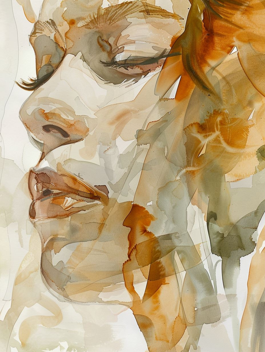 Ethereal Golden Watercolor Portraits - Image 1