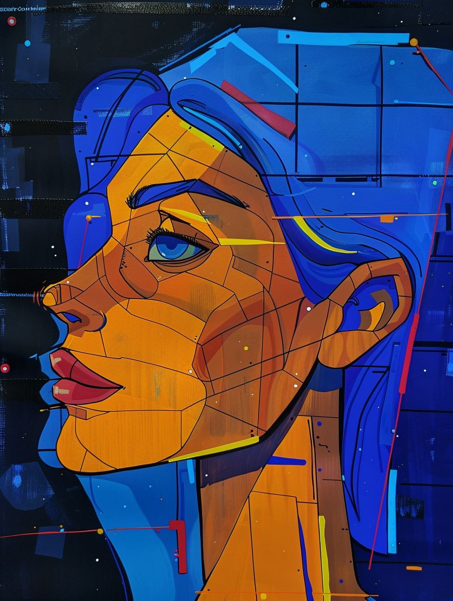 Geometric Neon Cyber Portraiture - Image 1