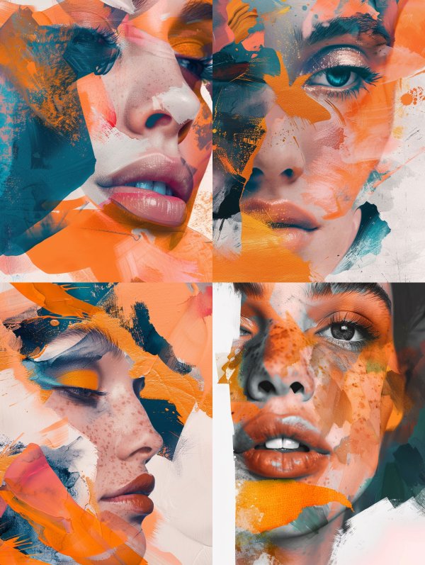 Fragmented Neon Portrait Study