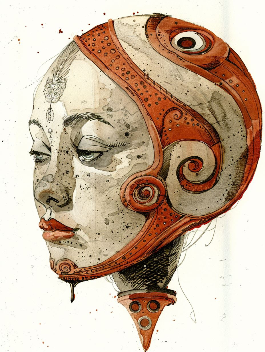 Surrealist Watercolor Portrait Studies - Image 1