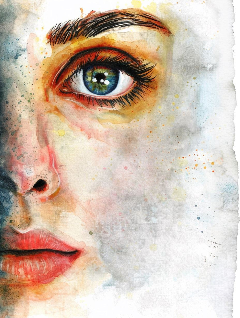 Vibrant Watercolor Gaze Portrait - Image 4