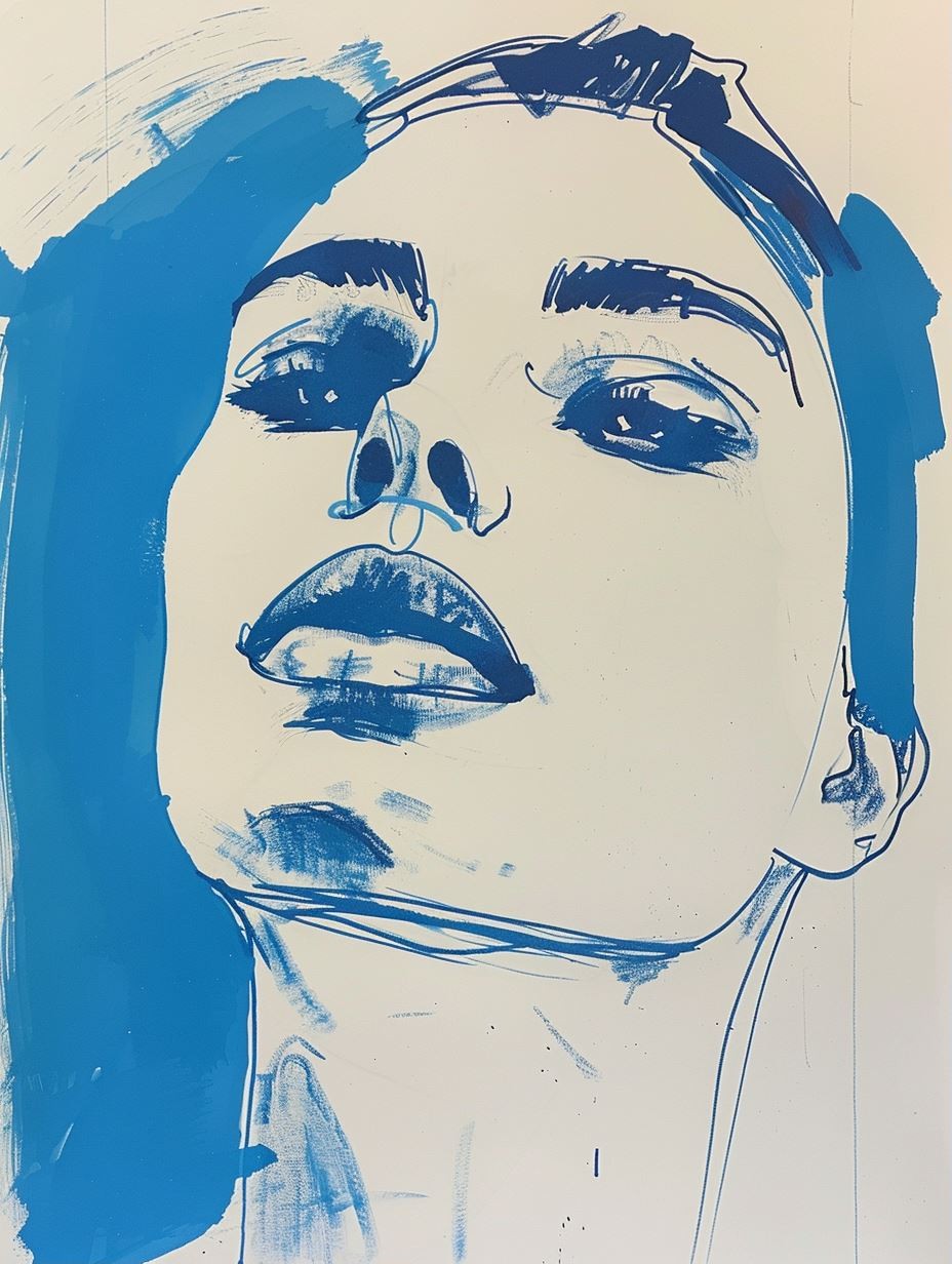 Azure Ink Portrait Study