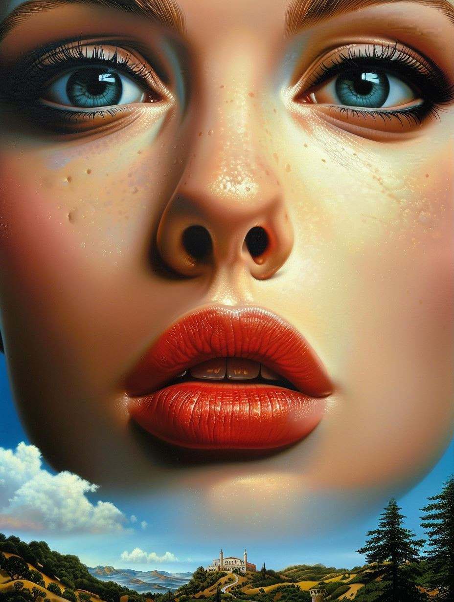 Ethereal Gaze of Crimson Lips - Image 3