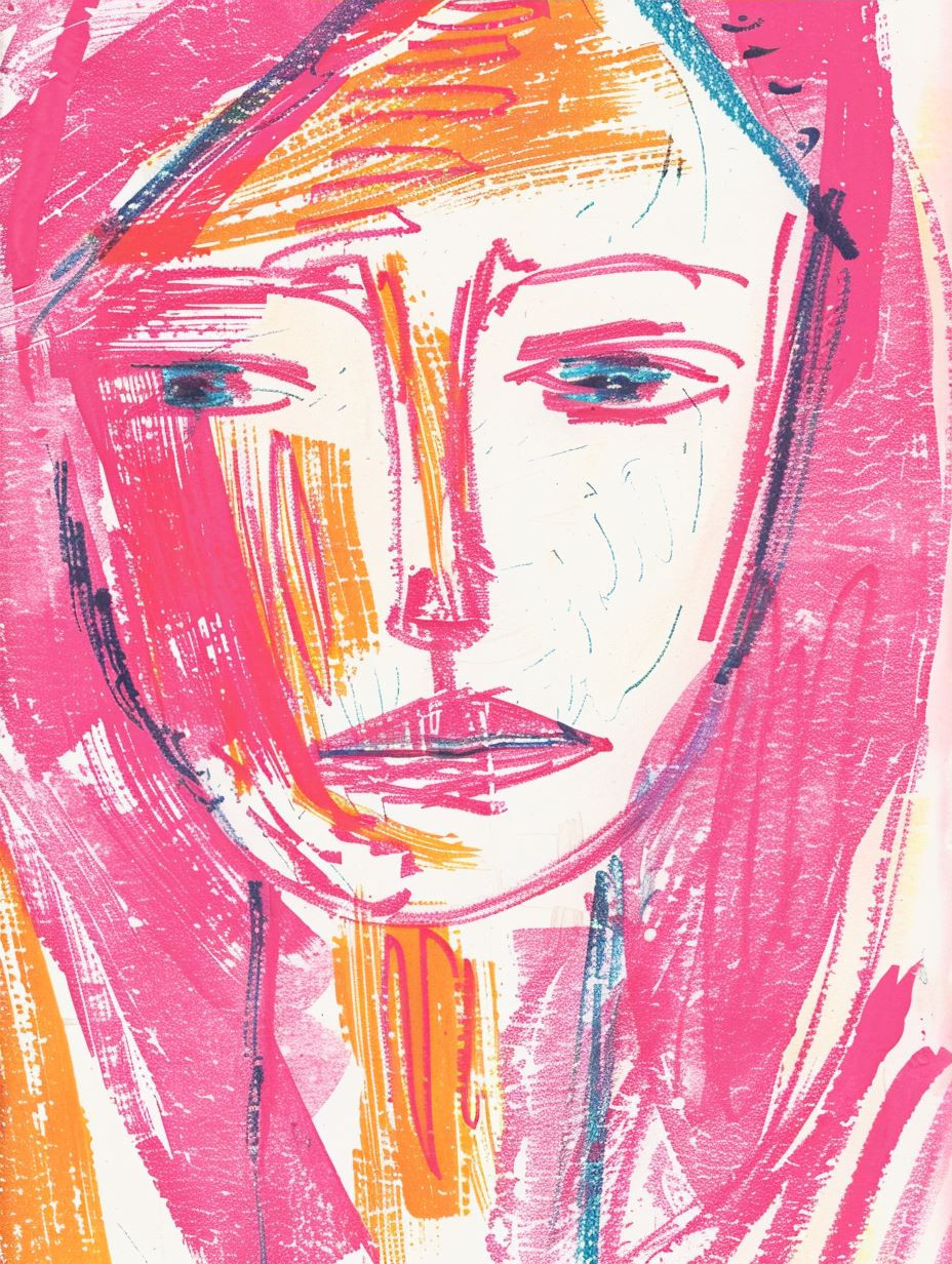 Neon Pastel Mixed Media Portrait - Image 3
