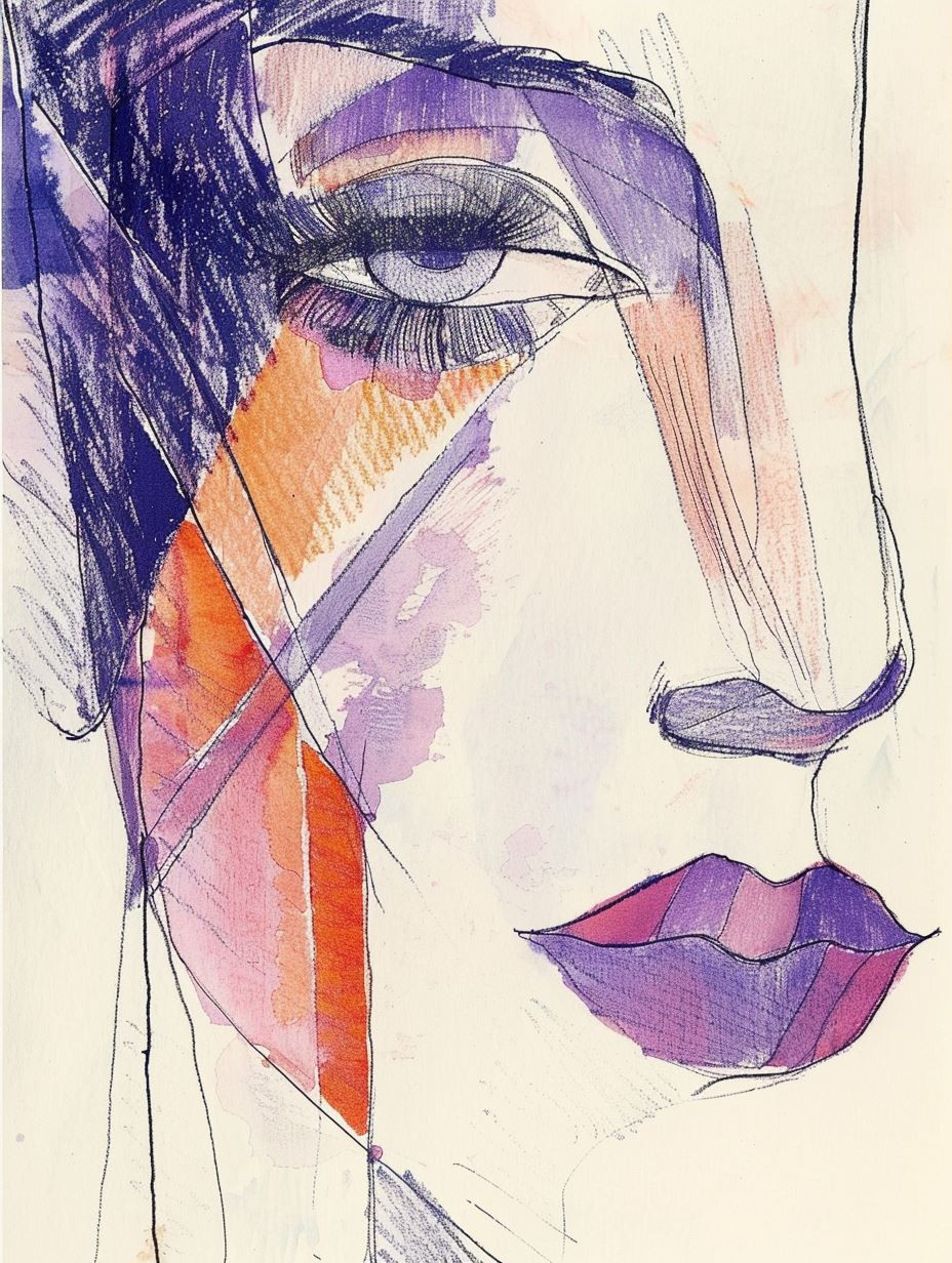 Abstract Violet Portrait Sketch - Image 3