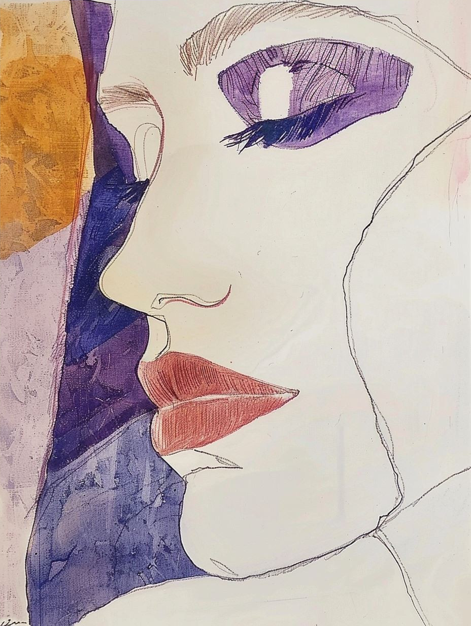 Abstract Violet Portrait Sketch - Image 4