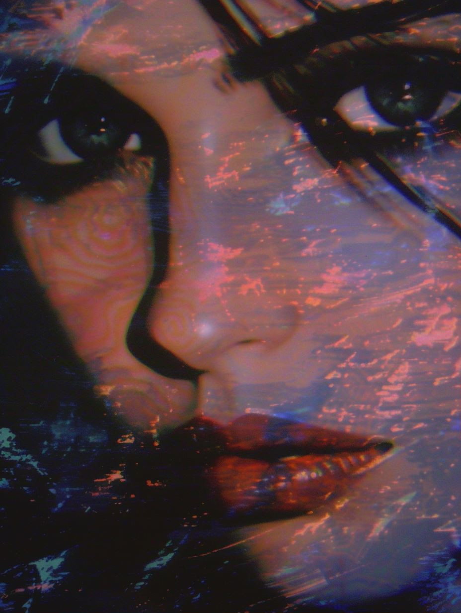 Glitchy Neon Dream Portrait - Image 1