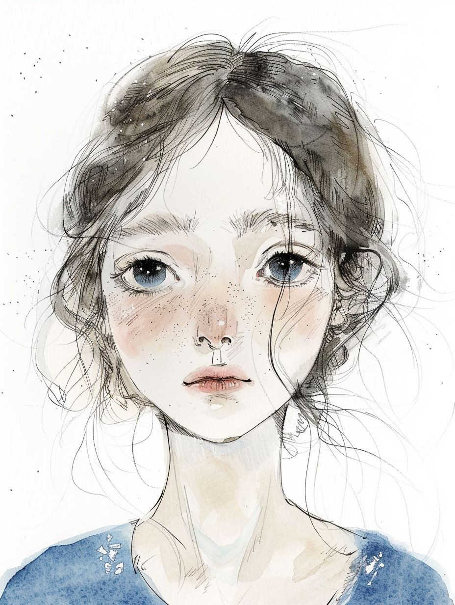 Ethereal Gaze Watercolor Portraits - Image 3