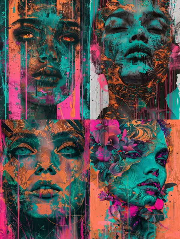 Neon Soul: Abstract Portrait Collage