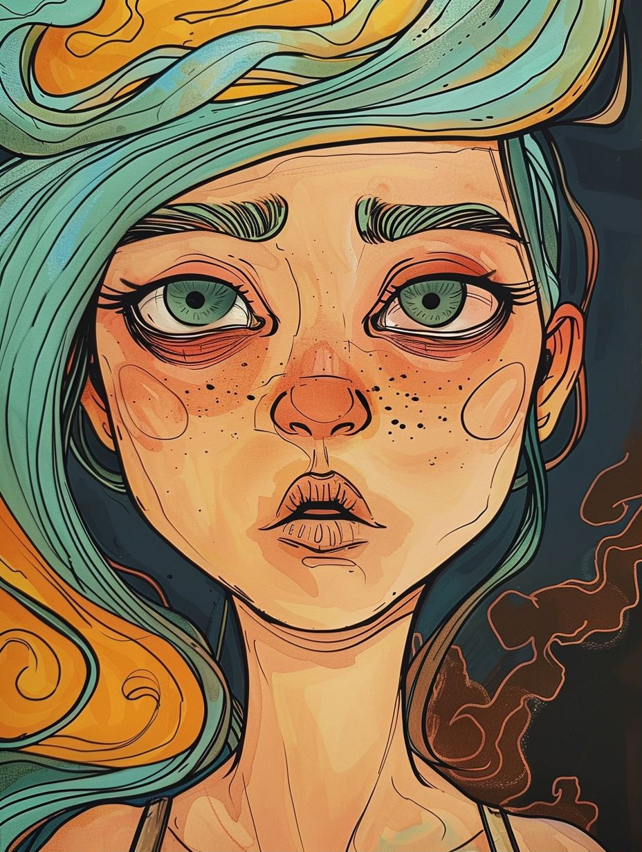 Whimsical Gazes: A Study in Digital Portraits - Image 1