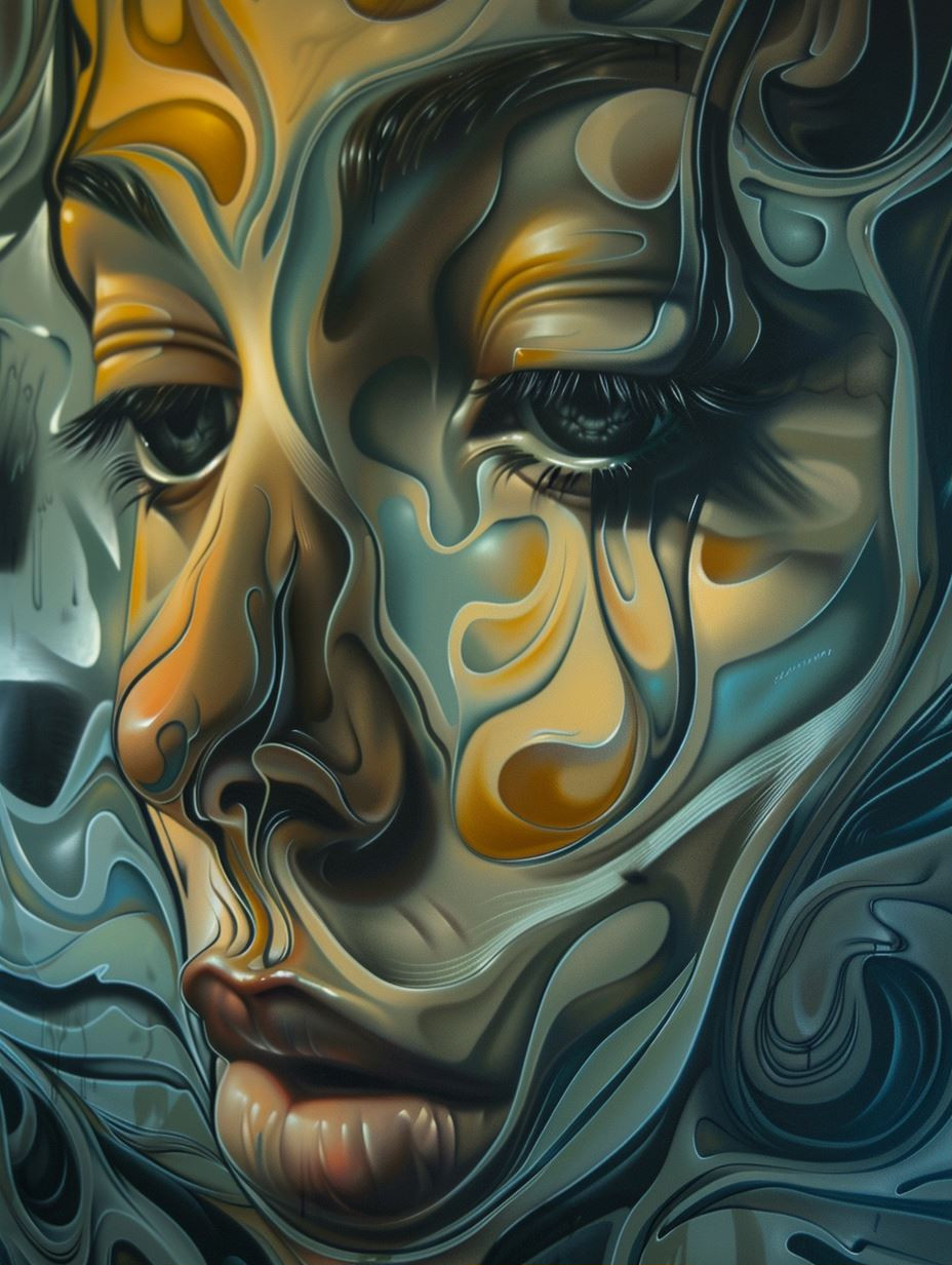 Fluid Gold and Azure Portraits - Image 1