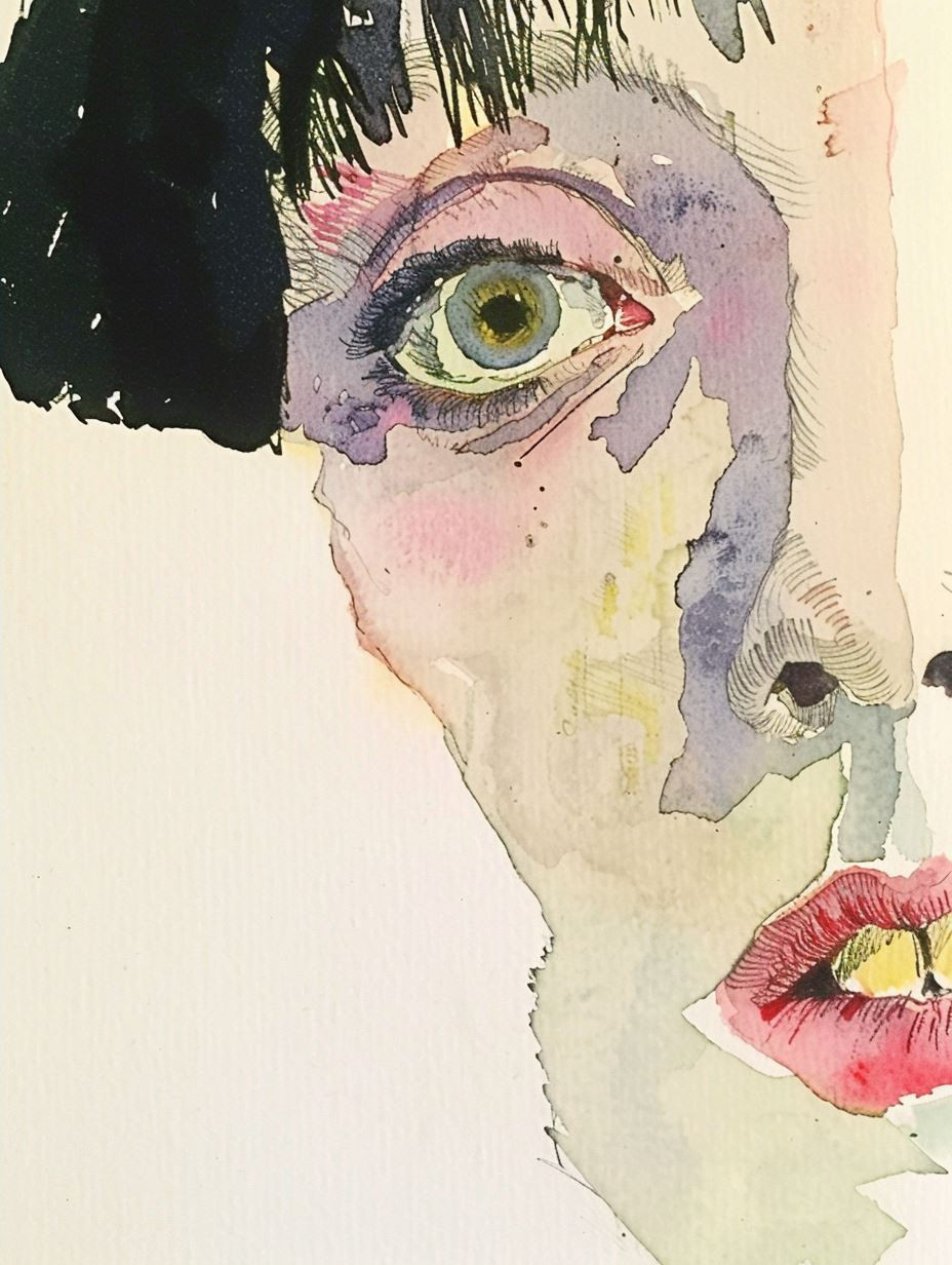 Abstract Watercolor Portrait Study - Image 2