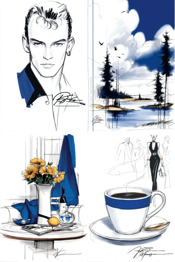 Azure Whispers in Ink and Hue
