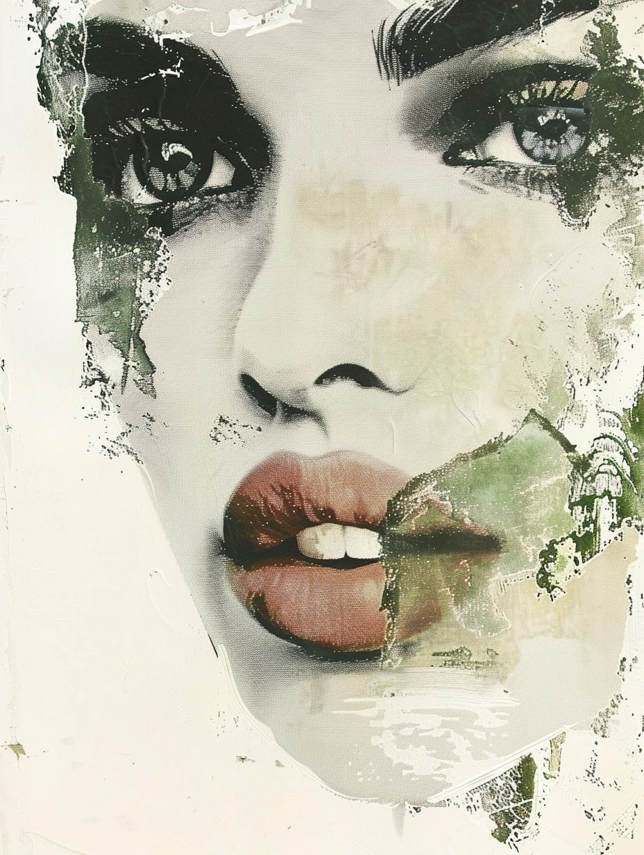 Fragmented Vintage Beauty Collage - Image 3