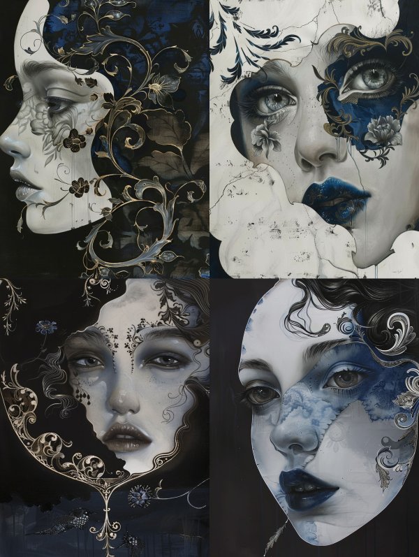 Ethereal Gilded Floral Portrait