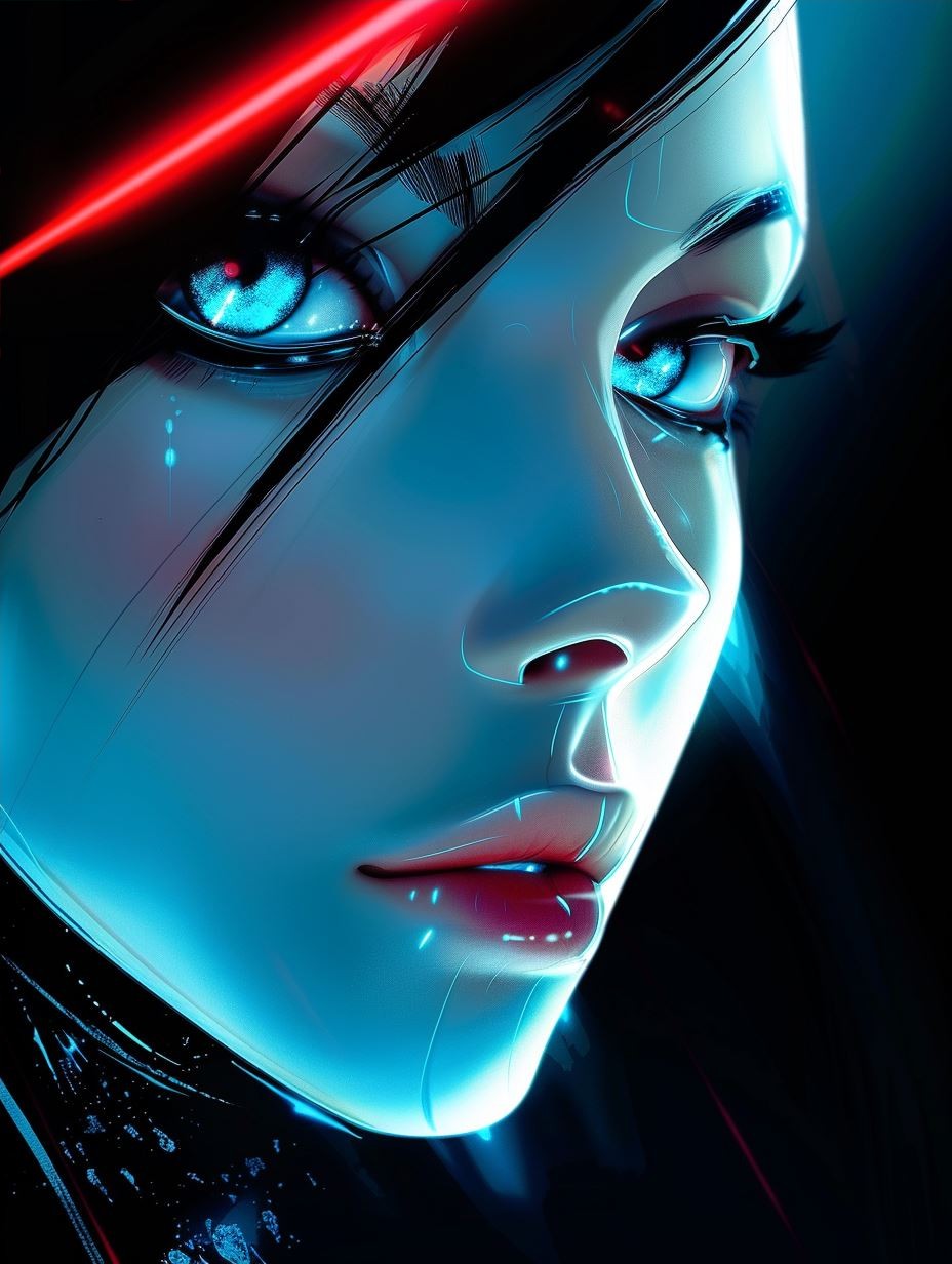 Neon Glow Cybernetic Portrait - Image 4