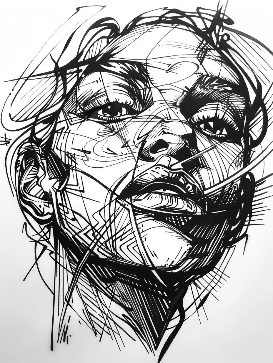 Fragmented Soul Ink Portrait - Image 2