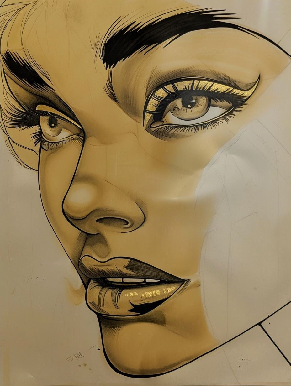 Golden Gaze Noir Portrait - Image 4