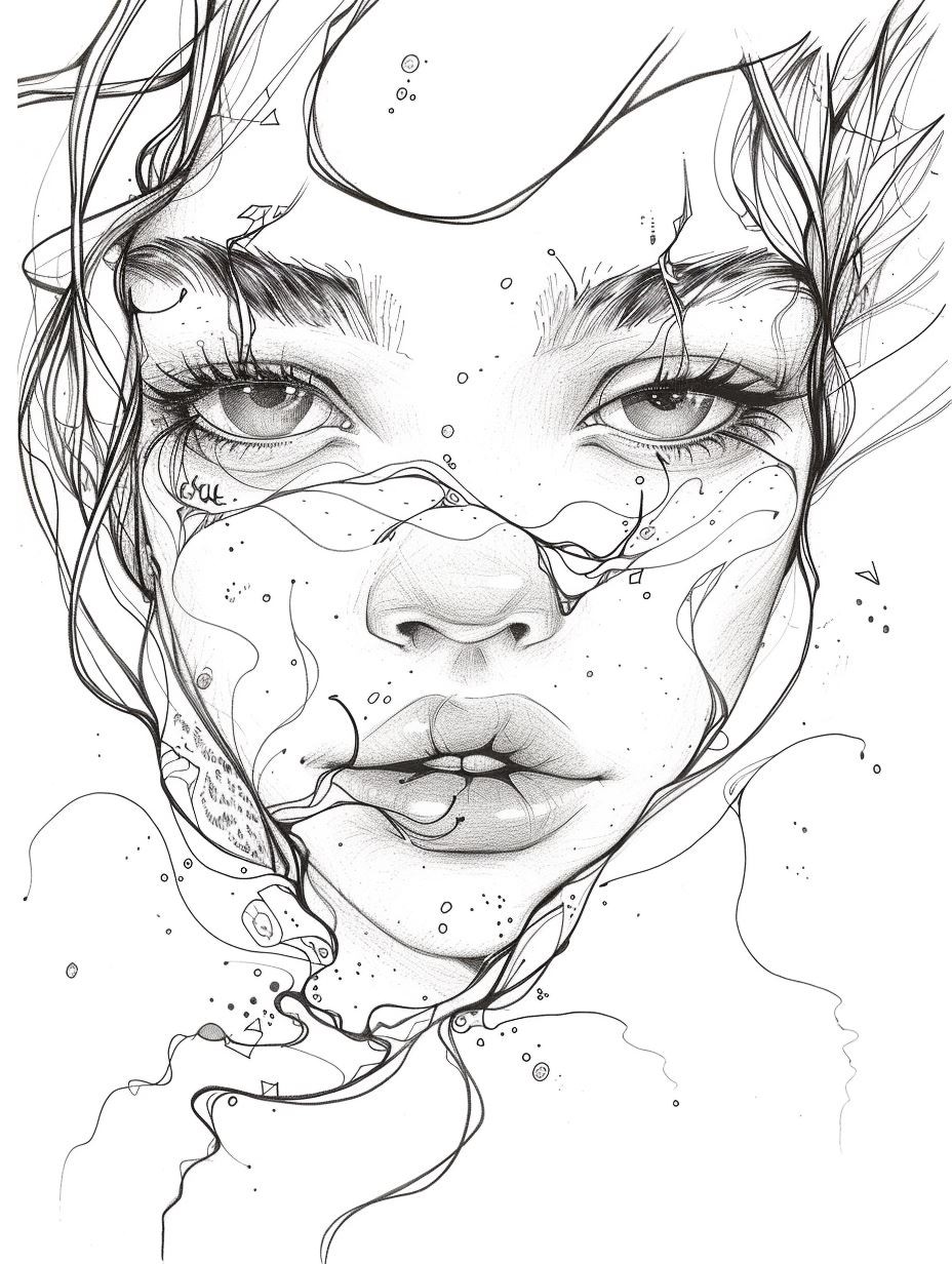 Intricate Ink Surrealist Portrait - Image 2