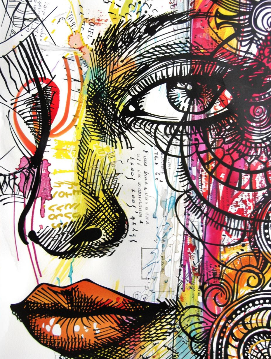 Chaotic Ink Portrait of Sorrow - Image 4