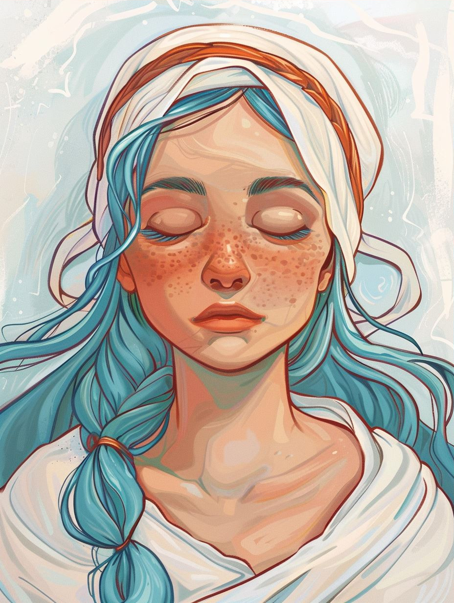 Azure Tresses and Sun-Kissed Freckles - Image 3