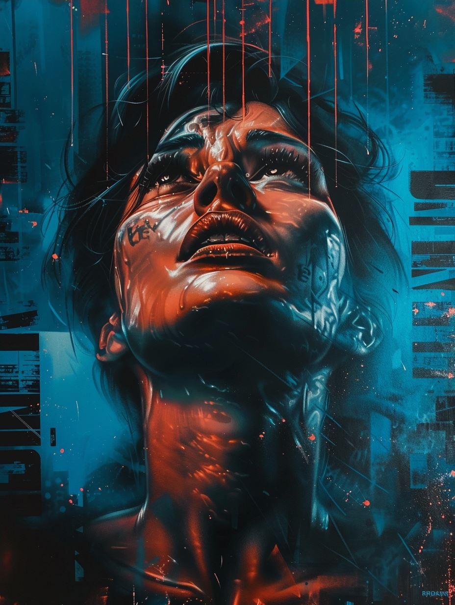 Neon Rain Cyberpunk Portrait - Image 4